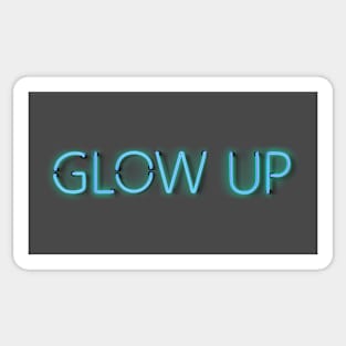 Glow Up - Glowing Blue Neon Sign Sticker